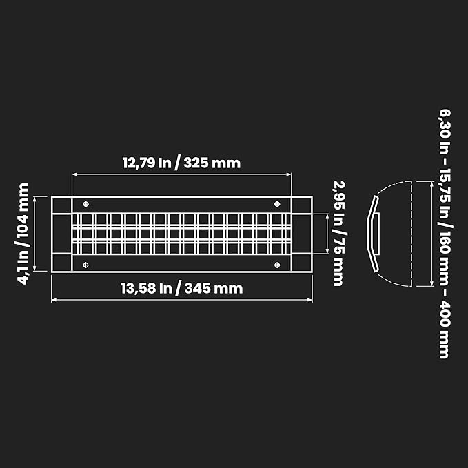Repa Market 13" x 3" Inch Air Exhaust Grille for Round Ducts - 2 Adjustable Louvre Blades - Galvanized Air Supply Vent Cover - Side Fit Round Surface Canal Ducting from 6.30" to 15.74" Inches