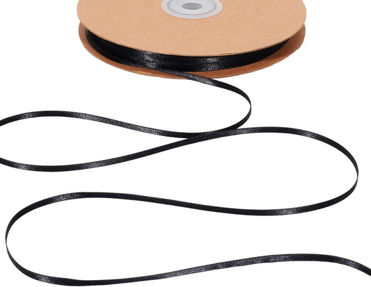 LaRibbons Black Satin Ribbon 1/8 Inch 100 Yards Thin Luxury Double Faced Red Silk Ribbon for Flower Bouquet Crafts Gift Wrapping Bow Christmas Decoration