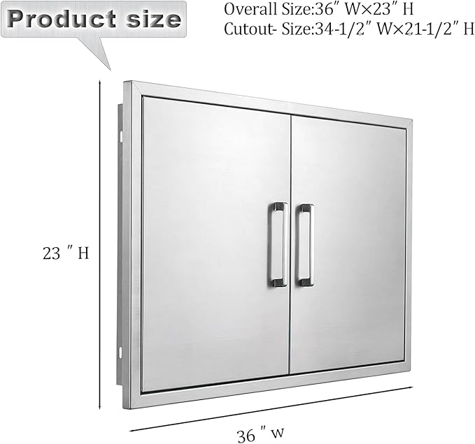 Outdoor Kitchen Door, 36" W23 H Outdoor Kitchen Access Door, Stainless Steel BBQ Double Door, Available for Outdoor Kitchen Island or Outdoor Kitchen.