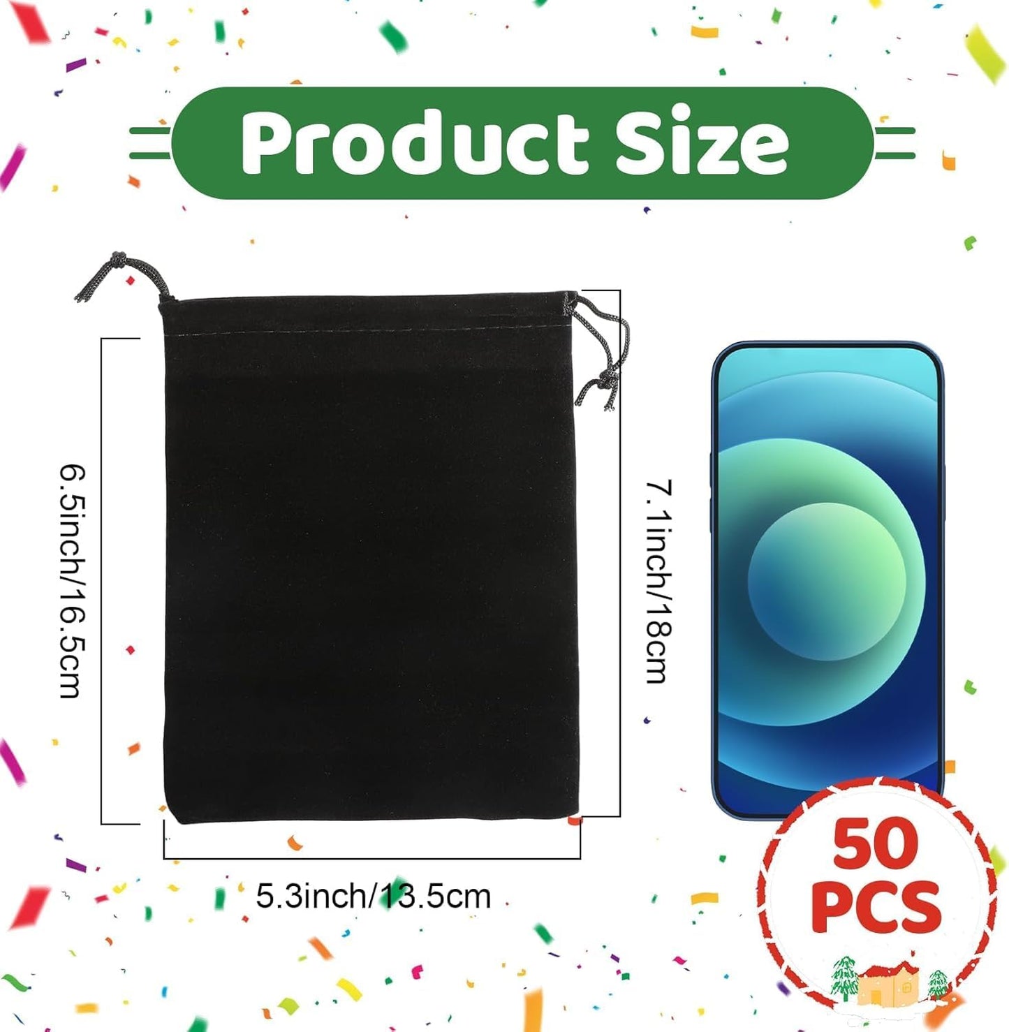 COSBAY 50 Pack Velvet Drawstring Bags,5×7 Inch Small Velvet Jewelry Pouches,Velvet Gift Bags for Wedding
