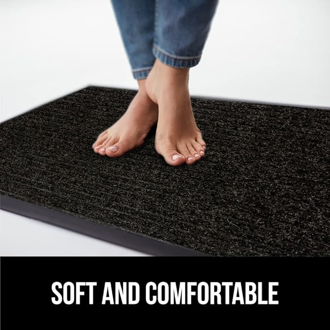 GORILLA GRIP Waterproof Traffic Guard Door Mat, 72x48, Heavy Duty Entryway Mats, Strong Rubber Back Commercial Utility Rugs for Office Hallway, Garage Floor and Home, Low Profile Carpet Runner, Black