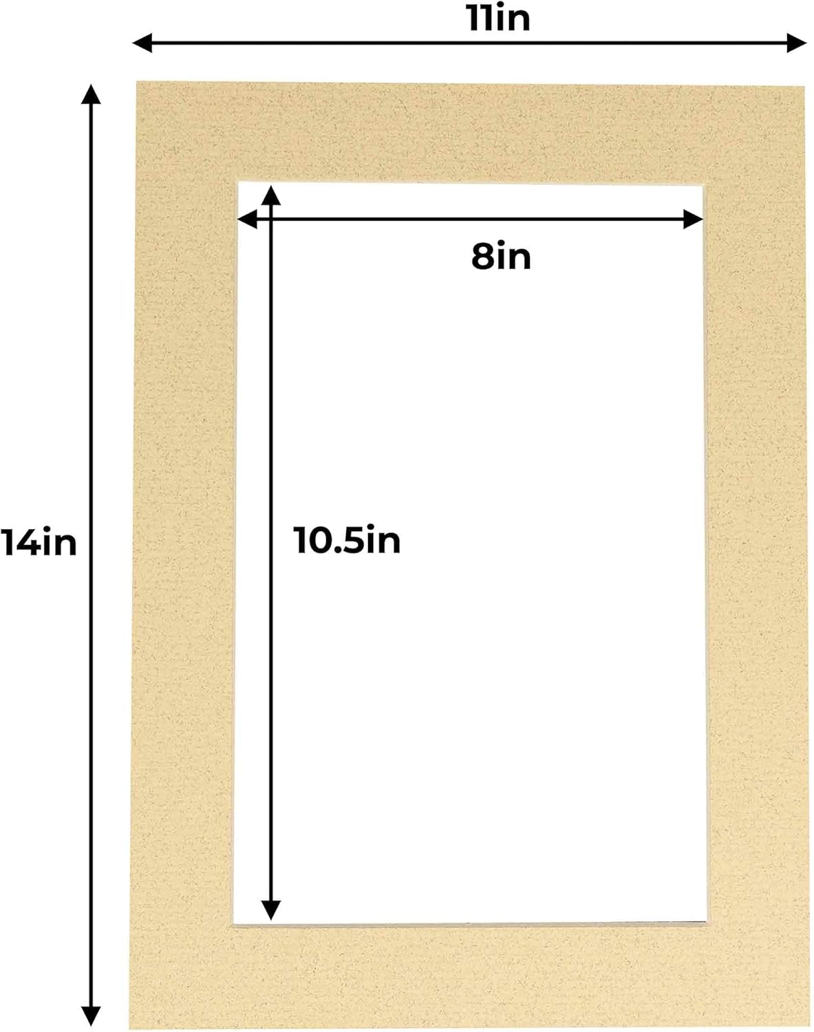 11x14 Mat for 8.5x11 Photo - Precut Tan Picture Matboard for Frames Measuring 11 x 14 Inches - Bevel Cut to Display Art 8.5 x 11 Inches - Acid Free Pack of 10 MATS with Backing Boards & Clear Bags