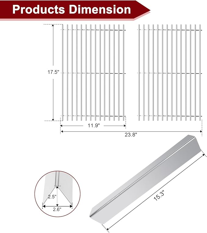 Hiorucet Grill Parts 7636 Flavorizer Bars 7638 Grates for Weber Spirit I and Spirit II Series with Front Controls, E310 E320 E330 S310 S320 S330 SP310 SP320 SP330 GS4 for Weber Spirit E310 Grill Parts