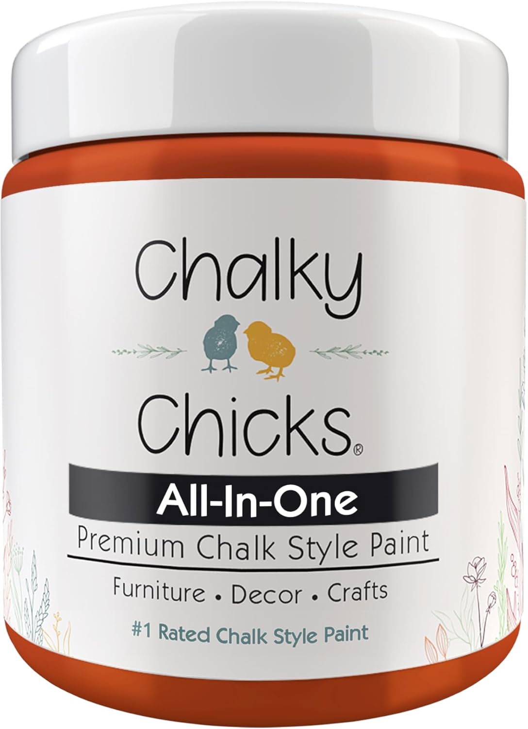 Chalky Chicks All-in-One Chalk Paint for Furniture or Cabinet - 8 Fl Oz - Matte Finish Pumpkin Pie Orange for Metal, Wood Furniture Paint - No Sanding All-in-One for Home Decor & Crafts, USA Made