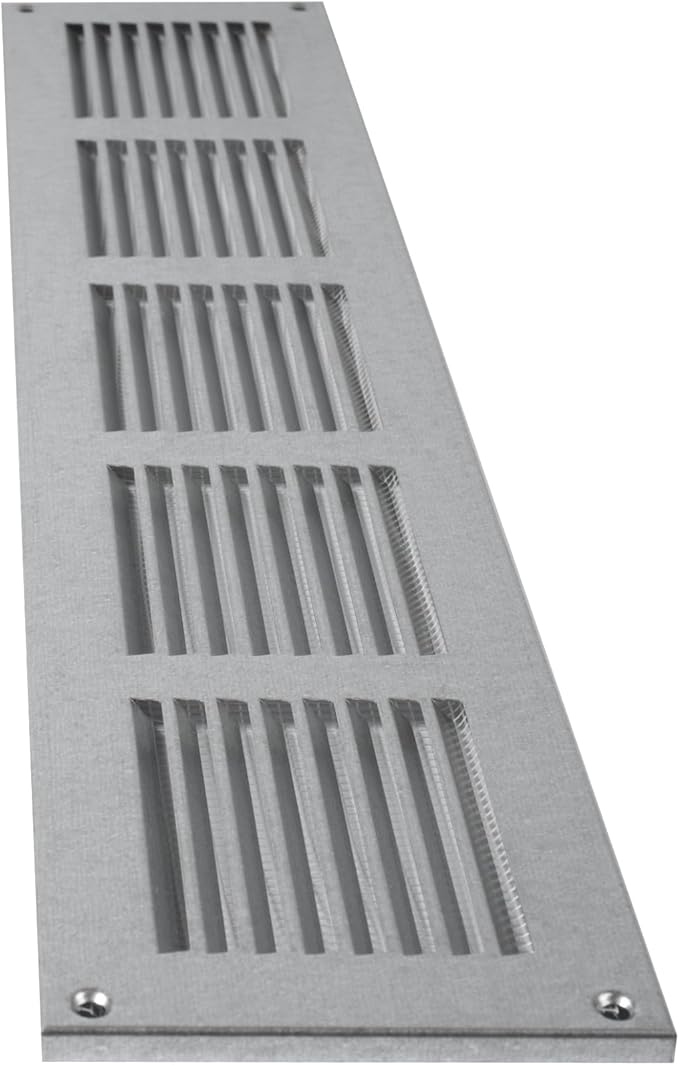Repa Market Air Vent Cover 20x4 Inch (Outer Dimensions) Black Galvanized Steel Louvered Grill Cover with Mesh Screen - Wall or Ceiling Vent/HVAC Register - Indoor, Outdoor Ventilation Soffit Vent