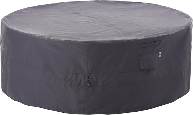 WJ-X3 Ripstop Patio Furniture Cover, 96" D x 31" H, Waterproof, UV Resistant, Anti-Fading Outdoor Cover for Round Dining Table and Chairs Set, Grey