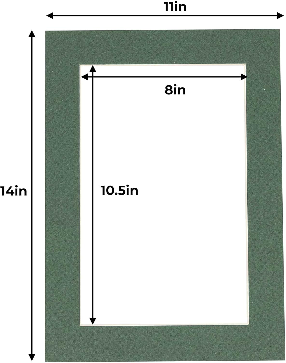 11x14 Mat for 8.5x11 Photo - Precut Hunter Green Picture Matboard for Frames Measuring 11 x 14 Inches - Bevel Cut Matte to Display Art Measuring 8.5 x 11 Inches - Acid Free Pack of 25 MATS