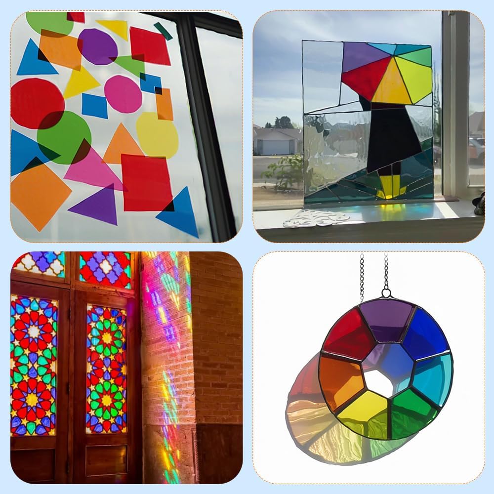 208 PCS Colored Cellophane Wrap Paper(7.48x7.48 Inch) Treat Candy Small Gifts Wrapping Baskets Colorful Plastic Sheets for Crafts Transparent Clear Clings Birthday Baby Shower Holiday Party Decor