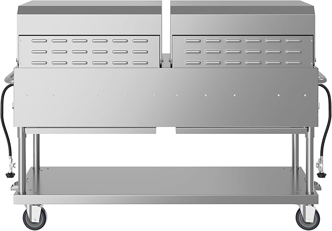 72 in. 10-Burner Commercial Outdoor Propane Gas Grill with Two 36 in. Roll Dome Covers in Stainless-Steel, ETL Listed (CGKIT7-D36D36)