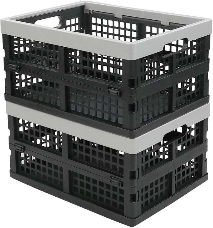 16-Liter Collapsible Storage Crates/Stackable Storage Container Basket, Set of 2