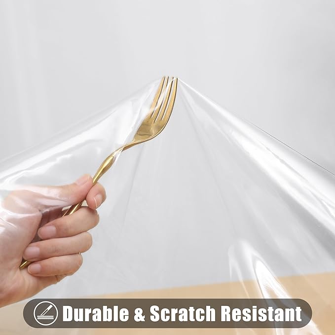 Smiry Square Table Cloth 54x54 Inch, Waterproof Wipeable Vinyl Tablecloths Protector, Oil Spill Proof Plastic Table Cover for Dining, Picnic, Camping, Outdoor, Clear