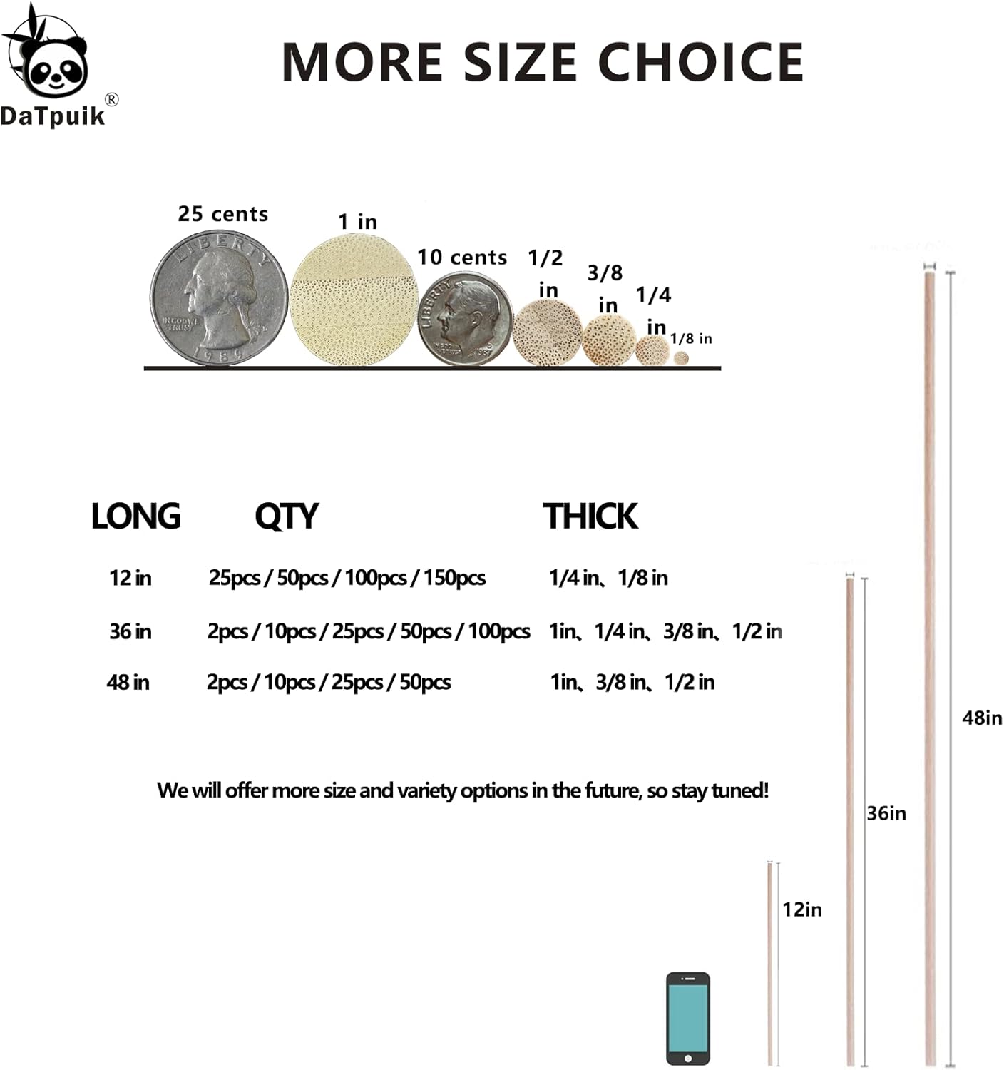 1/4 x 24 Inch 10 PCS Dowel Rods Wood Sticks Wooden Dowel Rods Unfinished Bamboo Sticks - for Crafts,Home Decor, Model Making and DIYers