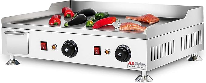 ALDKitchen Flat Top Griddle | Teppanyaki Grill with Dual Thermostat | No plug | 110V (24.25’ x 17.59’)