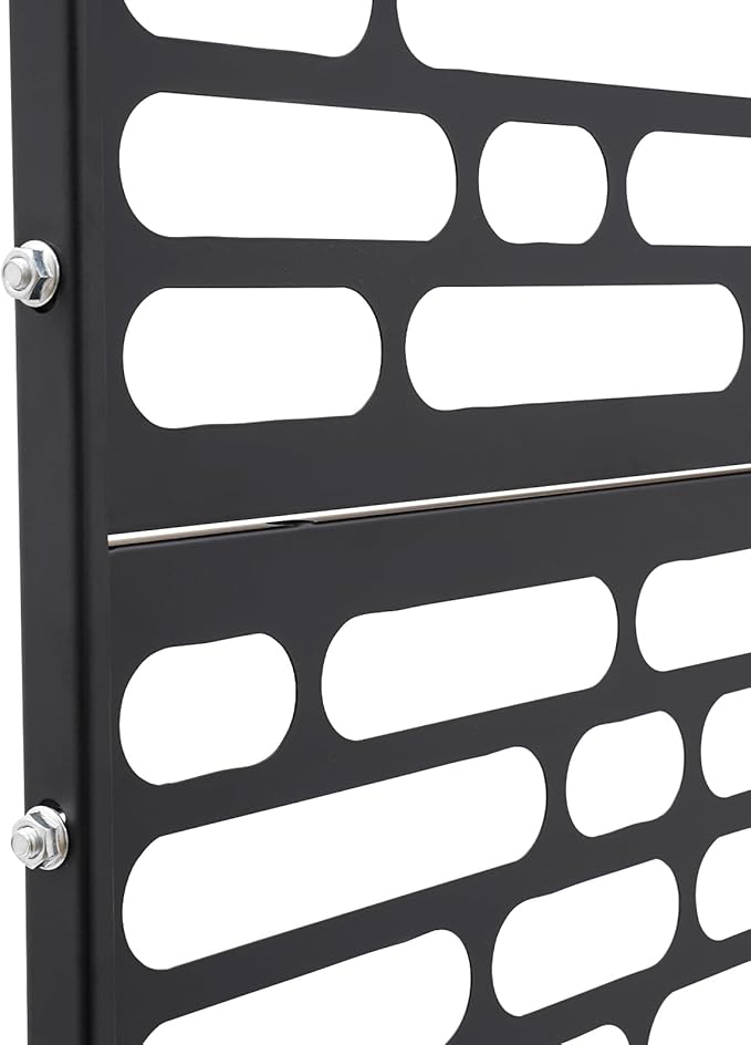75" H×35" W Decorative Outdoor Privacy Screen with Stand, Outdoor Decor Privacy Fence Screen Metal Fence Panels, Free Standing Metal Divider for Patio Lawn Deck (Black-Oval)