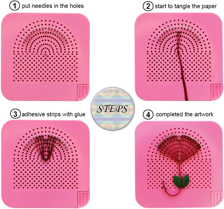 XIWUMOER 8PCS,Quilling Needles,Quilling Knitting Board,Quilling Kits,Paper Quilling Tools,Quilling Curling Coach,Paper Craft DIY Tools,Assorted Sizes Rolling Curling Quilling Needle Pen, (Pink)