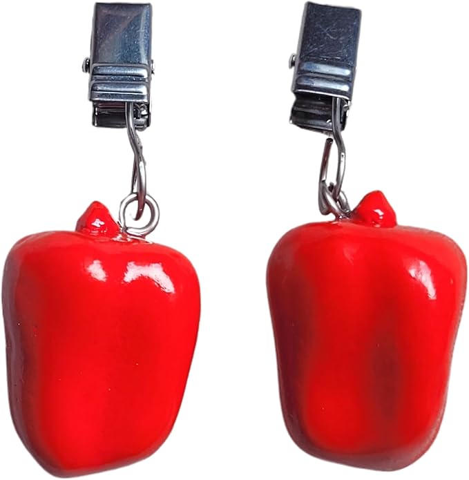 TwoFish Home Set of 4 Red Pimiento Resin Tablecloth Weights Clips Red Pimiento Handicraft Tablecloth Clamps Pack of 4