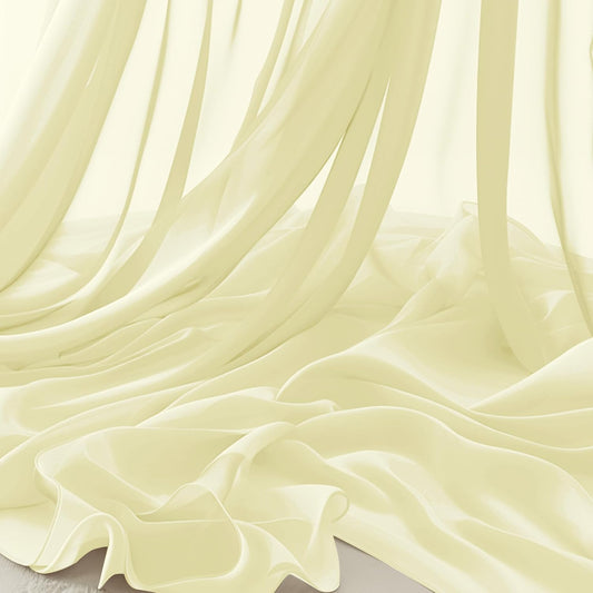 Horbaunal Ivory Chiffon Fabric by The Yard, 5 Yard Continuous Sheer Fabric 59" Wide Soft Draping Fabric for Wedding Arch Draping Party Backdrop DIY Sewing