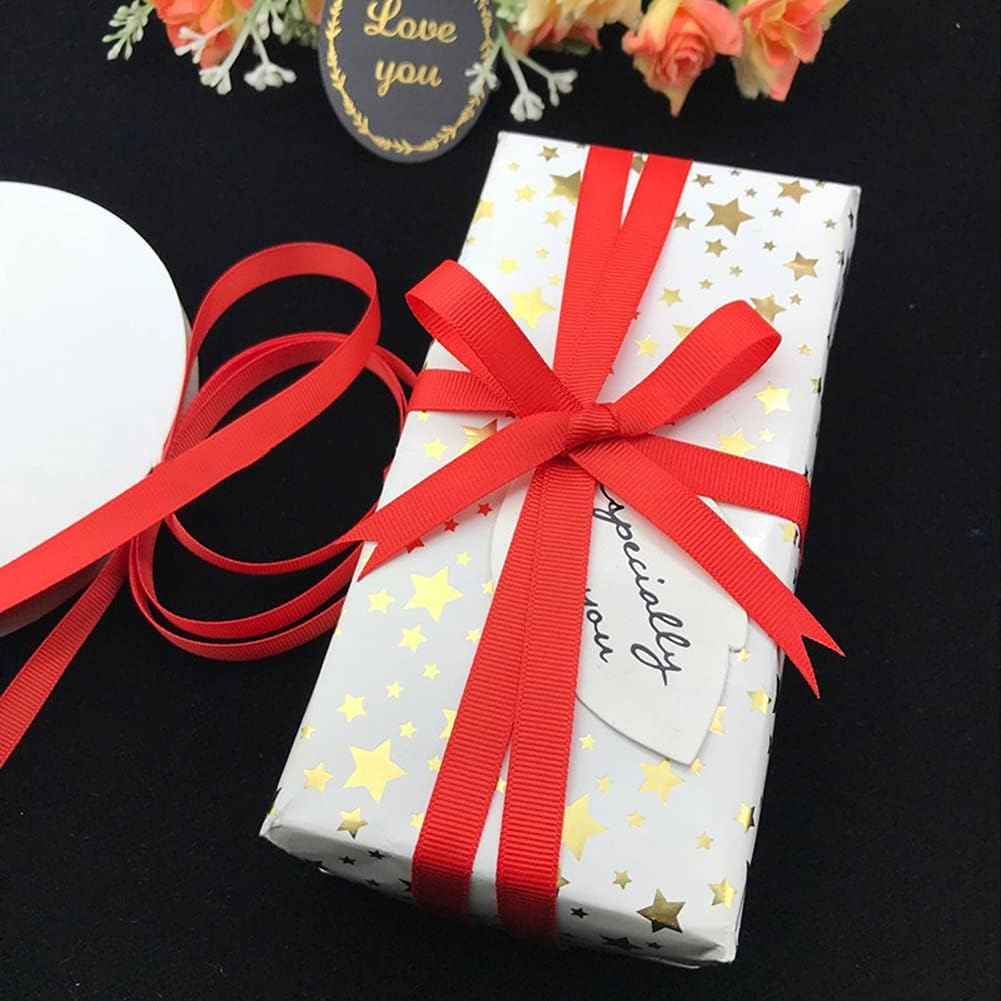 LIUYAXI 5/8" X 50 Yards Solid Red Grosgrain Ribbon, Perfect for Crafts, Wedding Decor, DIY Hair Accessories, Sewing, Christmas Gift Wrapping and More