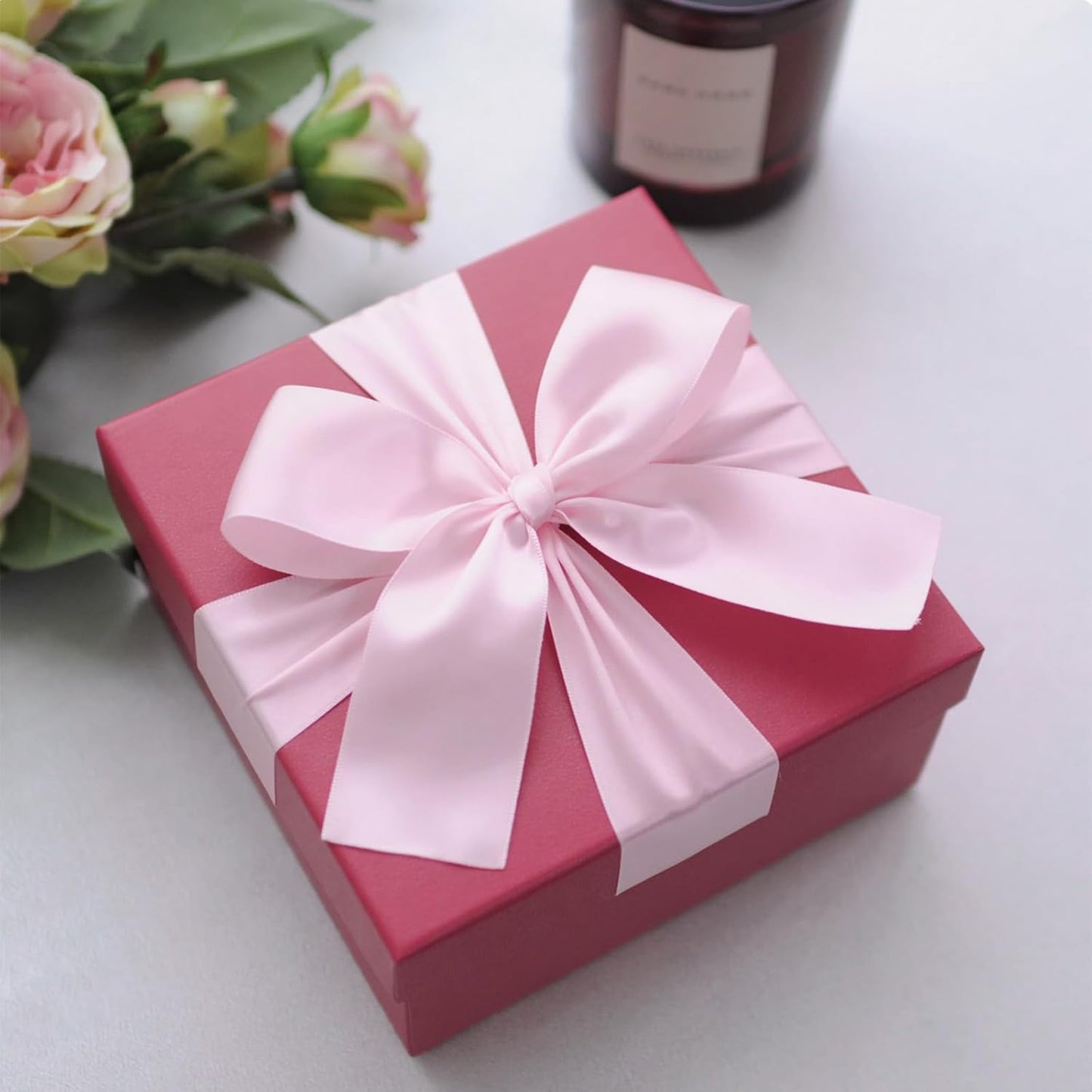 1-1/2" x 50 Yards Light Pink Polyester Satin Ribbon Single Faced Fabric Ribbons for Gift Wrapping, Crafting, Floral Arrangements, Flower Bouquet, Wedding, Home Decor