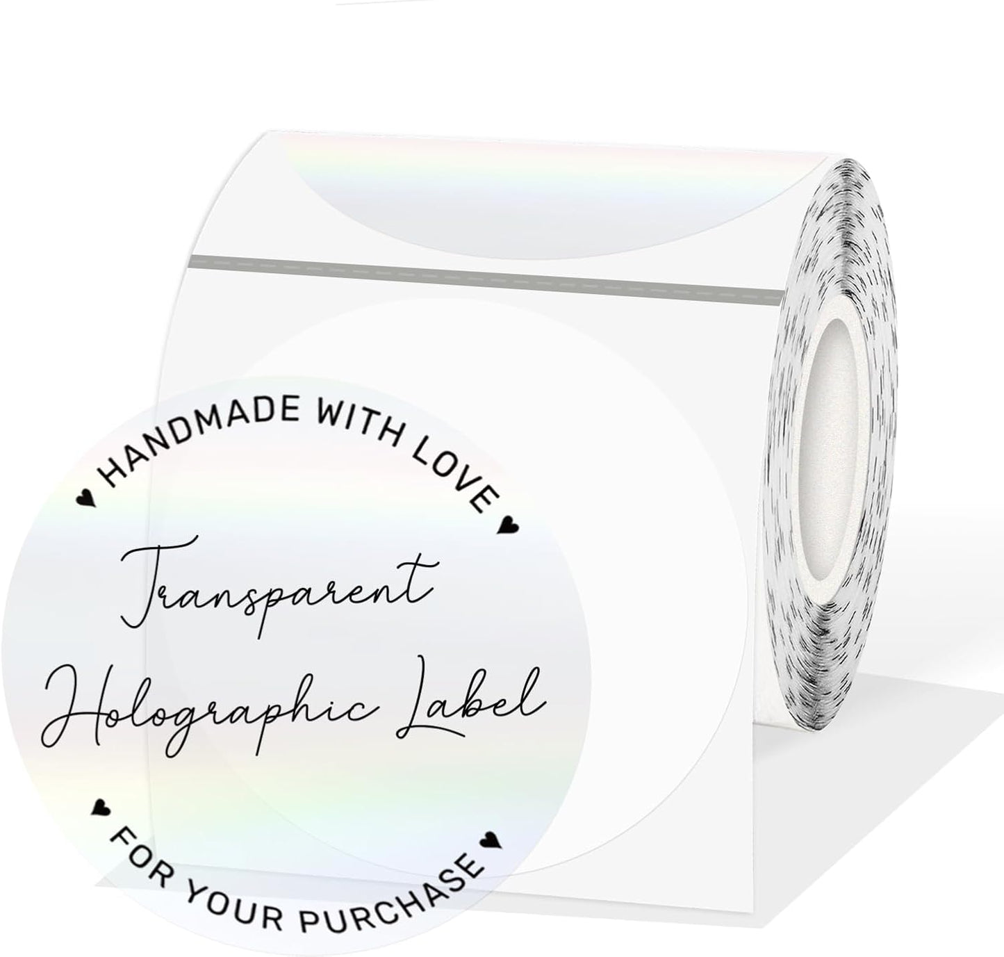 3" Round Transparent Clear Thermal Label Stickers, Holographic Clear Self-Adhesive Direct Thermal Labels, Perforation Line Design& Waterproof- 200 Sheets