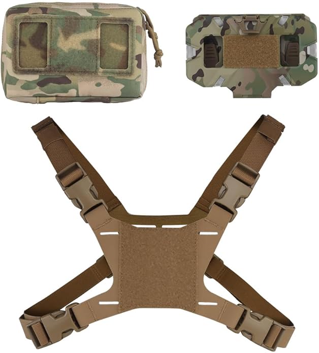 FoldPanel Tactical Chest Vest Pouch Set, Chest Rig Phone Mount as 4.7-6.7" Phone Plate Carrier Accessory with Pouch Cover