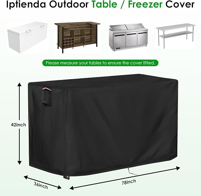 Outdoor Table Cover for Bar Height Patio Table, Waterproof Patio Cover for Prep Table, Stainless Steel/Metal Table and Rectangular Furniture, Black-78"L x 36" W x 42"H