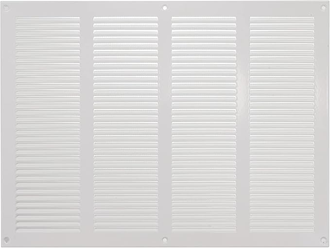 Repa Market Air Vent Cover 16x12 Inch (Outer Dimensions) White Galvanized Steel Louvered Grill Cover with Mesh Screen/Wall or Ceiling Vent/HVAC Register for Indoor and Outdoor Ventilation