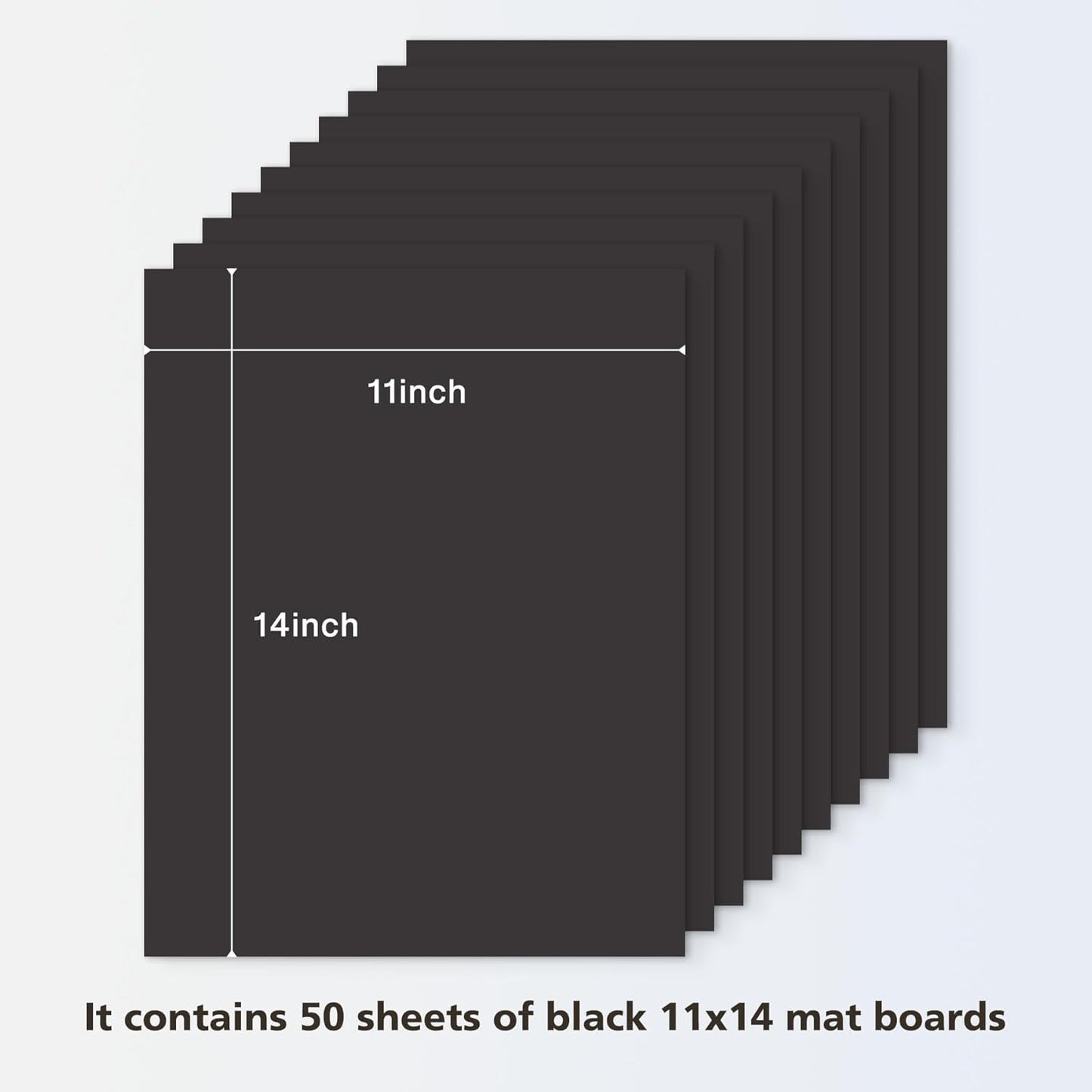 Golden State Art, 11x14 Uncut Photo Mat Matboard - Black Uncut Mats for DIY Projects, Presentation Boards, Art Crafts (50 Pack)