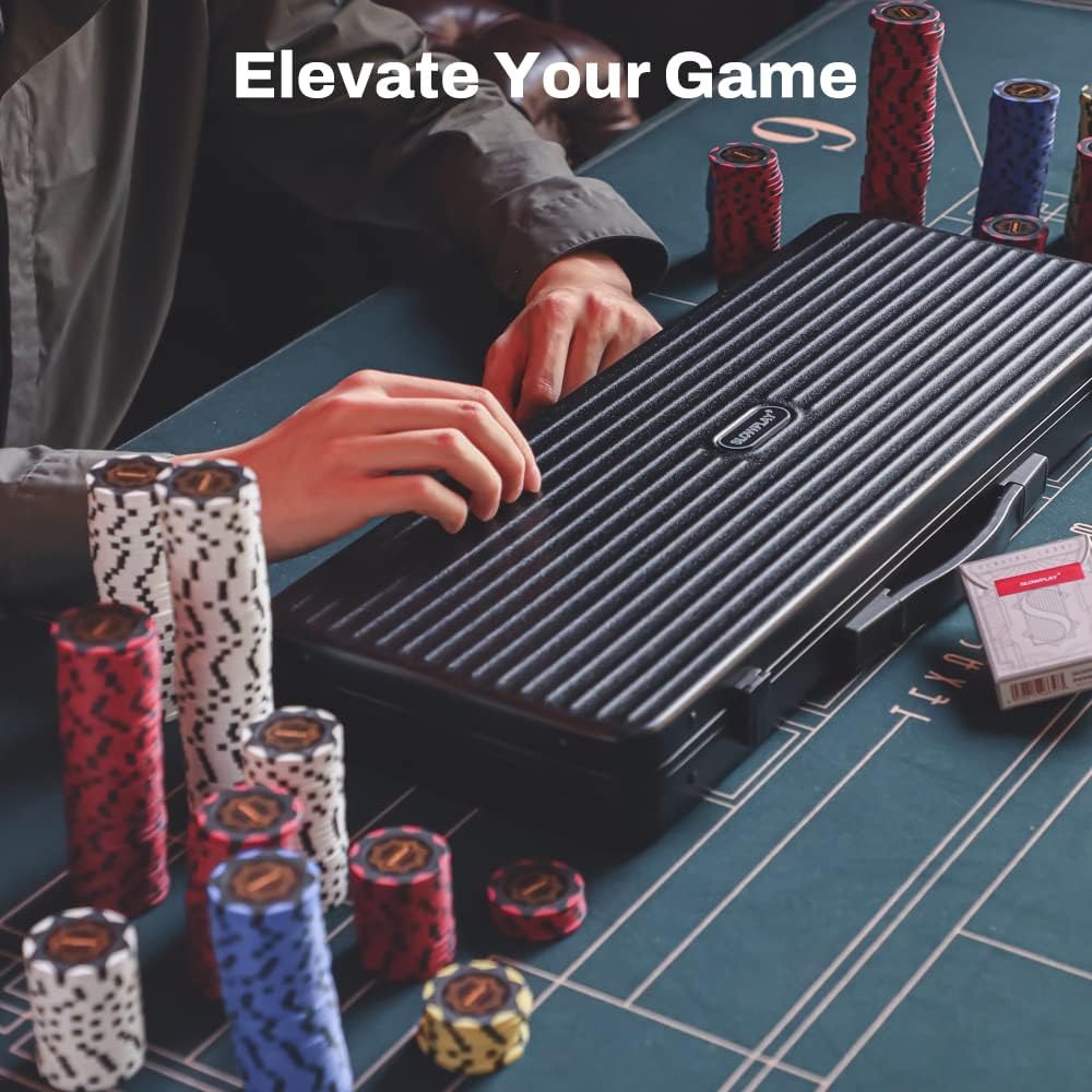 SLOWPLAY Nash Clay Poker Chips, 14 Grams Heavyweight Clay Composite, 40mm Large Chips in Bulk, Pack of 50 with Denomination of 10000