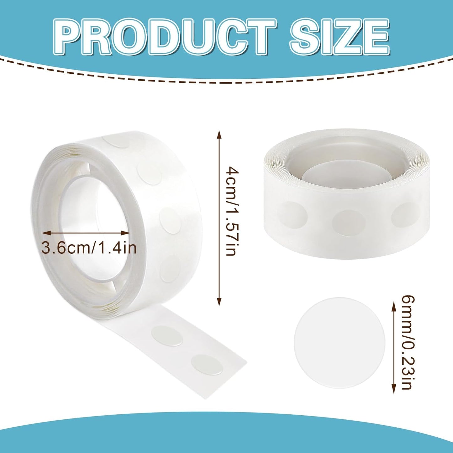 UPINS Glue Points Dots, 3000Pcs Balloon Glue Adhesive Dots Double Sided Removable Glue Tape Dots for Balloons Crafts Decoration, 6 mm