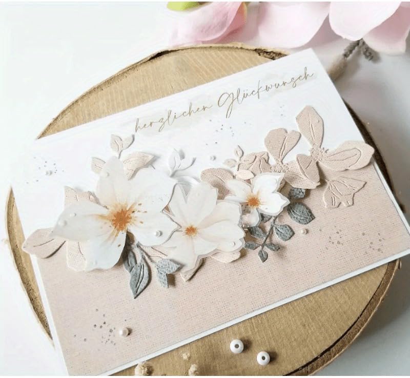 Lapoo Metal Cutting Die for Scrapbooking, 3D Backgrounds Frame New Cutting Dies DIY Album Card Making Decor Paper Craft Metal Die Cuts Party Wedding Decorations (Flower Branches 4.7 x 4.1 in)