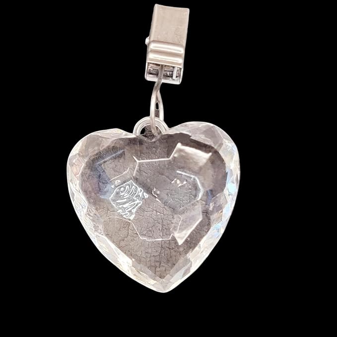 TwoFish Home Set of 4 Crystal Heart Tablecloth Clamps Crystal Heart Handicraft Tablecloth Clips Pack of 4