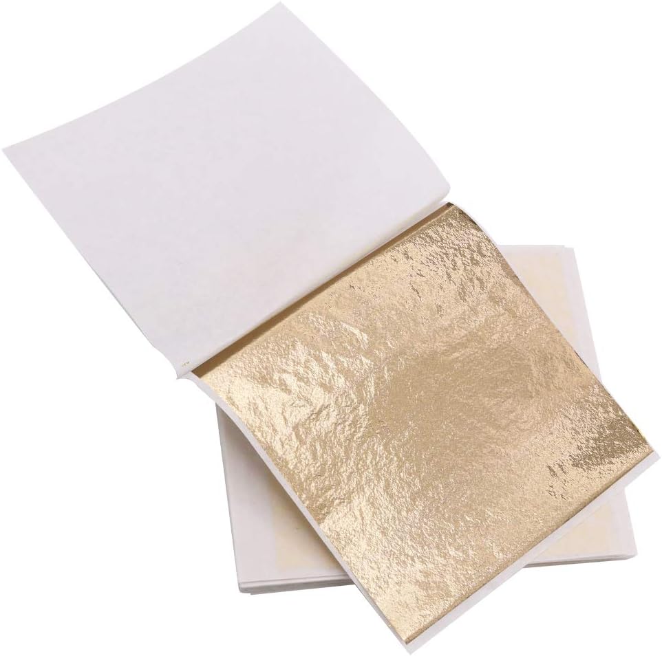 KINNO Gold Leaf Sheets - Champagne Gold Foil Paper 500 Sheets for Picture Frames, Sculpture, Handcrafts, Furniture, Arts Decoration, Gilding, Nails, Paintings, 3.15 by 3.35 Inches