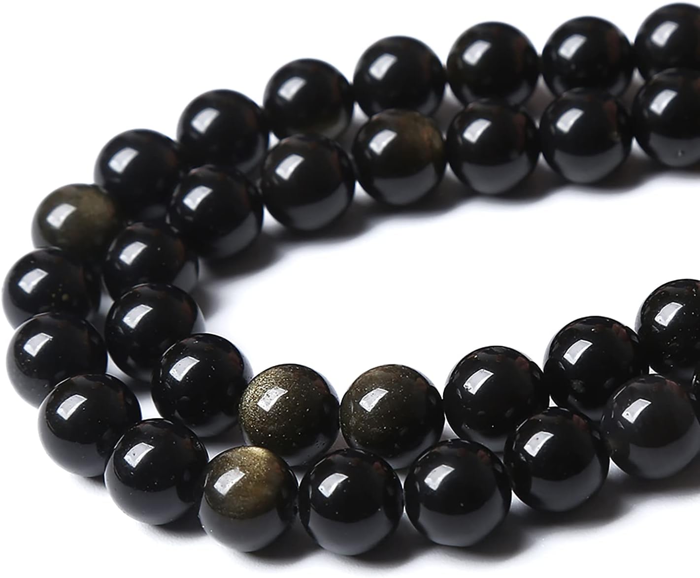 AAA Natural Gold Obsidian Gemstone Beads Energy Healing Power Stones Round Loose Beads for Jewelry Making, DIY Bracelet Necklace 6mm 60pcs