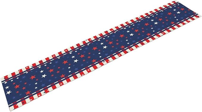 4th of July Table Runner, America Stars Stripes Patriotic Independence Memorial Day Table Runner for Kitchen Dining Home Party Holiday 13x108in