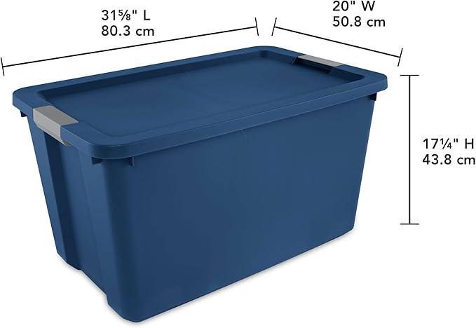 (2 Pcs) 34 Gallon Large Storage Bins with Latch Lids,Not Clear Heavy-Duty Large Totes, For Home and Garage Organization,Blue