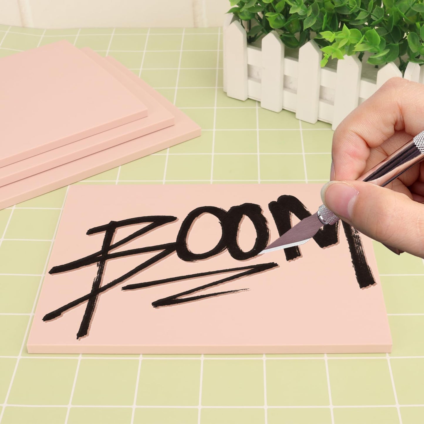 10 Pcs 8"x 6" Rubber Carving Blocks, Linoleum Blocks, Stamp Carving Blocks for Printmaking, Linocut Artists, Crafts and More,(Pink)