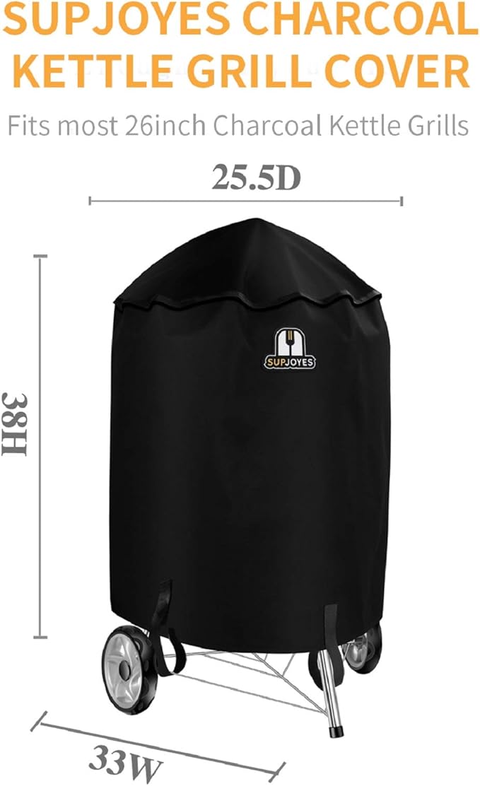 SUPJOYES Grill Cover for Weber Charcoal Kettle, 26 Inch BBQ Grill Covers, Heavy Duty Waterproof Barbecue Accessories