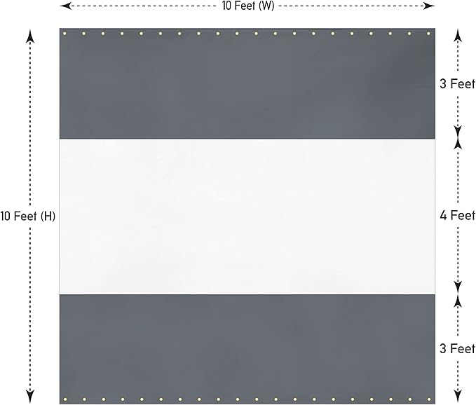 Covers & all Outdoor Clear Panel Curtain, 12 oz Vinyl Outdor Curtains for Patio, Waterproof & Weather Resistant Tarp with Brass Grommets for Pergola, Porch, Gazebos, Balcony (10' H x 10' W Feet, Gray)