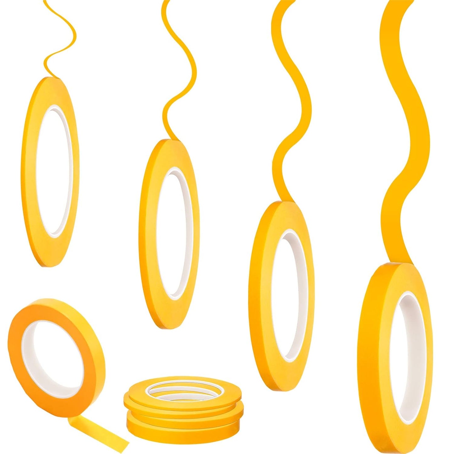 Epakh 4 Rolls Pinstripe Tape, Masking Tape in 1/16, 1/8, 1/4 and 1/2 Inch Wide, for Painters Automotive DIY Car Auto Paint Art(Yellow,52 yd)