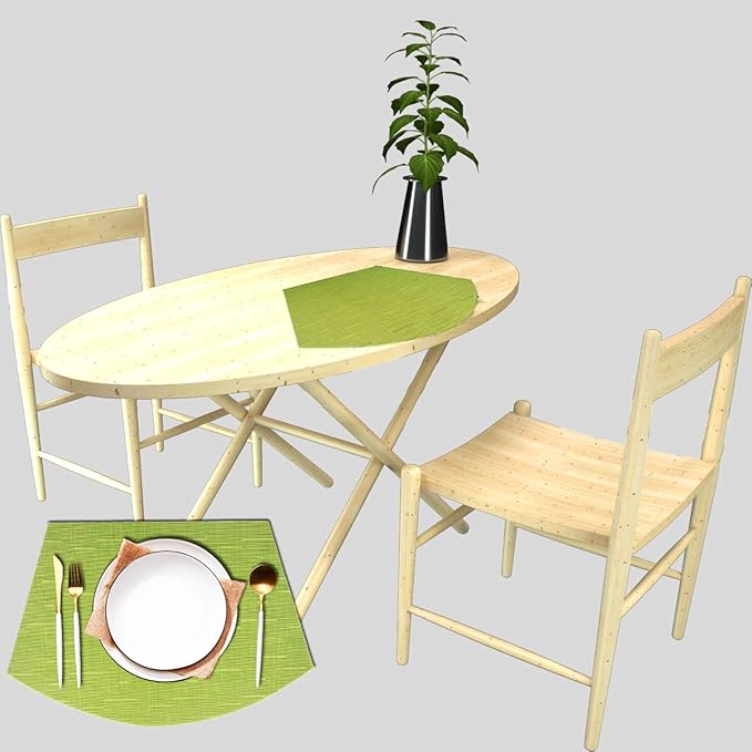 PIGCHCY Wedge Shaped Placemats Set of 6 with Centerpiece Round Mats Washable Kitchen Placemats Heat-Resistant Table Mats (Sage Green)