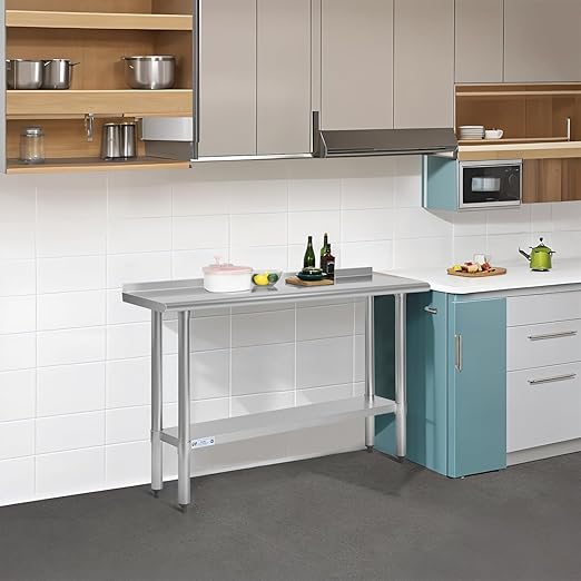 Hally Stainless Steel Table for Prep & Work 18 x 30 Inches, NSF Commercial Heavy Duty Table with Undershelf and Backsplash for Restaurant, Home and Hotel