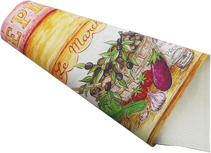 Gugrida Placemats Set of 6 Plaid Checkered Colorful Landscape PVC Placemat for Dining Table Durable Woven Vinyl Stain tablemats 18"X12"