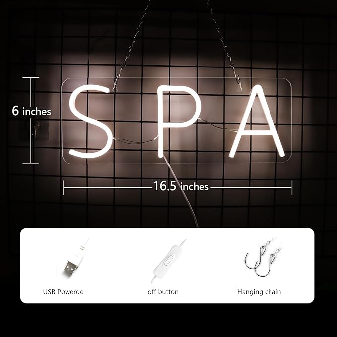 JFLLamp Nails Neon Signs for Wall Decor Neon Lights for Bedroom Led Signs Suitable for Nail Salon Office Man Cave Beer Bar Pub Restaurant Christmas Birthday Party Gift for Lover (SPA)