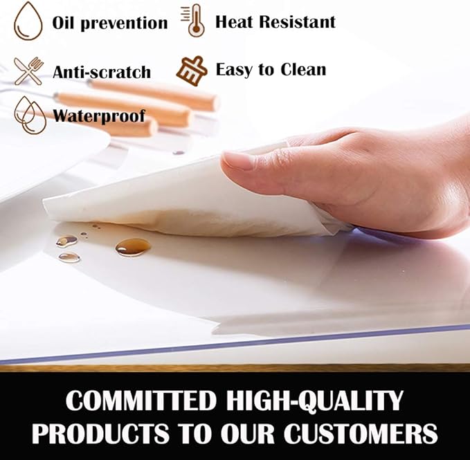 1.5mm Clear Plastic Table Protector PVC Tablecloth Cover Vinyl Cutting Clean Waterproof Wipeable Furniture Topper Pad for Dining Coffee Tables Cover Protector Cabinet Mat Desk Pad Rectangule 30x78 in