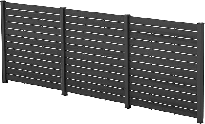 Kozyard 50" W x 48" H Privacy Screens Fence Panel Specifically for Hard Surfaces, Aluminum Post, Air Conditioner Fence Panels, Pool Equipment Enclosure, Trash Can Screens Fence Kit 3Panels