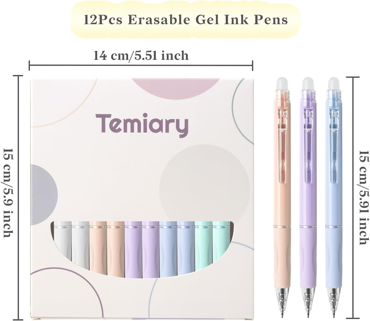 Temiary 10 Pcs Retractable Erasable Gel Pens, Fine Point 0.5 mm, Make Mistakes Disappear, Smooth Writing Gel Pen with Eraser for Journaling Note Taking Marking Planner Crossword Puzzles (Black Ink)