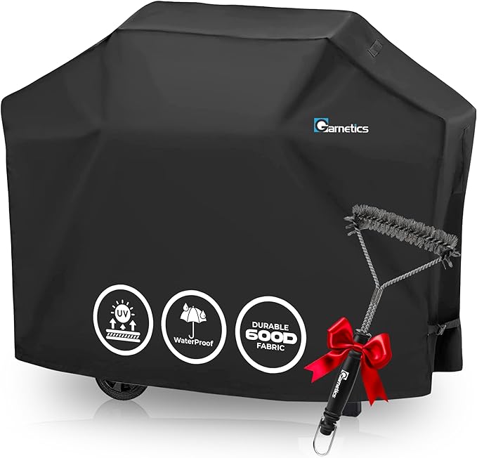 Grill Cover for Outdoor Grill 64 Inch – Bonus Grill Cleaning Brush Included, Heavy Duty Waterproof BBQ Gas Grill Cover for Outside, UV & Fade Resistant, Fits Most 4-Burner Grills