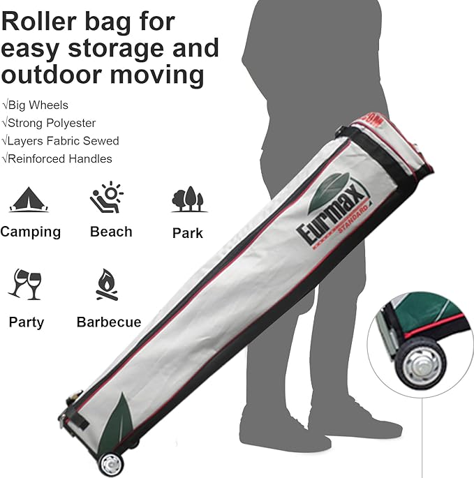 Eurmax USA Standard 10x10ft Patio Pop Up Canopy Tent for Outdoor Events Commercial Instant Canopies with Heavy Duty Roller Bag,Bonus 4 Canopy Sand Bags (Burgundy)