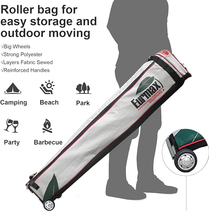 Eurmax USA Standard 10x10ft Patio Pop Up Canopy Tent for Outdoor Events Commercial Instant Canopies with Heavy Duty Roller Bag,Bonus 4 Canopy Sand Bags (Red)